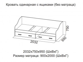 Кровать одинарная с ящиками (Без матраца 0,9*2,0) в Осе - osa.magazin-mebel74.ru | фото