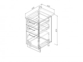 Н3Я 40 Модуль нижний Без Столешницы 3 ящика МН3Я 40 в Осе - osa.magazin-mebel74.ru | фото