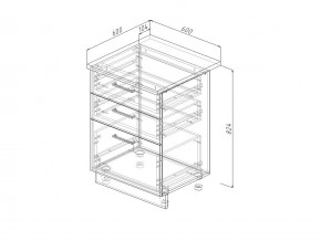 Н3Я 60 Модуль нижний Без Столешницы 3 ящика МН3Я 60 в Осе - osa.magazin-mebel74.ru | фото