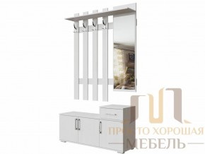 Вешалка с зеркалом 1,0 м №3 Ясень Анкор светлый в Осе - osa.magazin-mebel74.ru | фото